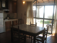 Living room with stained glass overlooking the valley